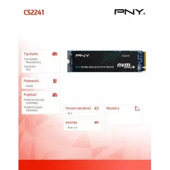Vidinis SSD PNY M.2 2280 512GB M280CS2241-512-BLK, SATA/NVMe nenurodyta