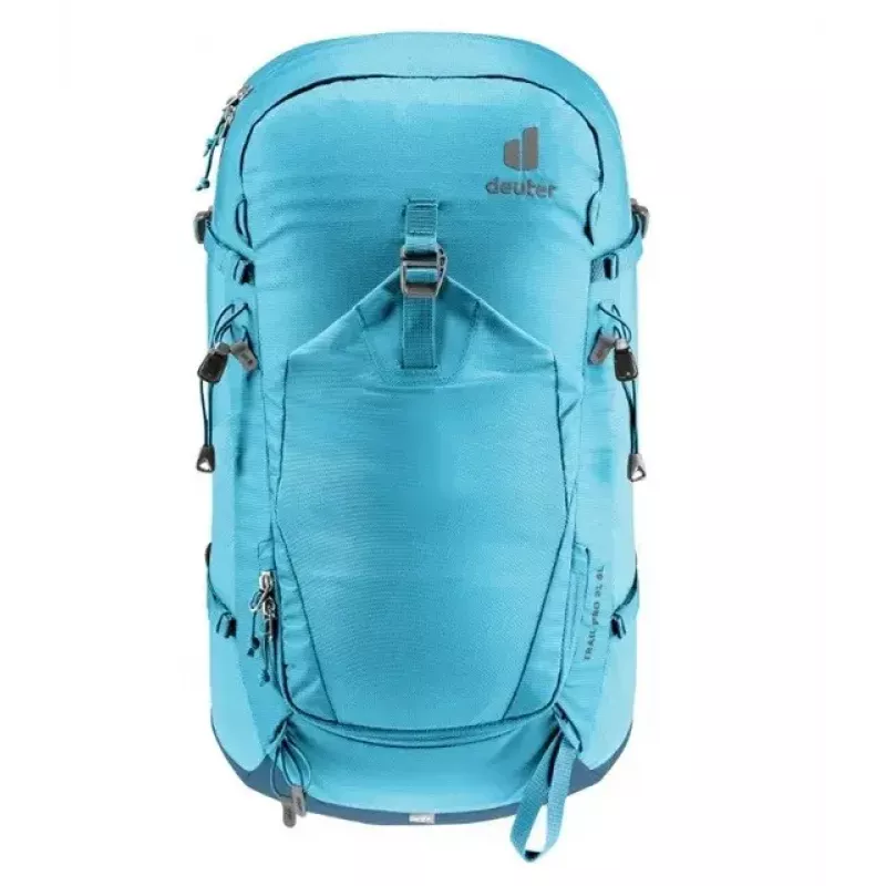 Kuprinė DEUTER Trail PRO 31 SL — moteriška žygių kuprinė, 31 l, lengva, patvari, mėlyna