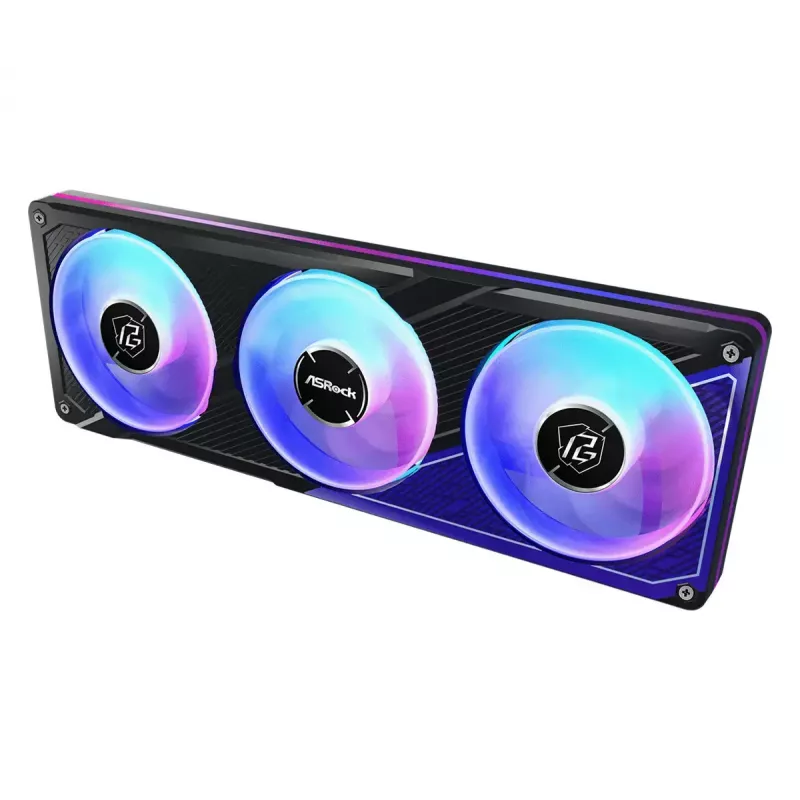Skysčio aušinimo rinkinys ASRock Phantom Gaming 360 LCD — 120 mm ventiliatoriai, LGA1700/AM5/AM4, juoda