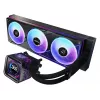 Skysčio aušinimo rinkinys ASRock Phantom Gaming 360 LCD — 120 mm ventiliatoriai, LGA1700/AM5/AM4, juoda