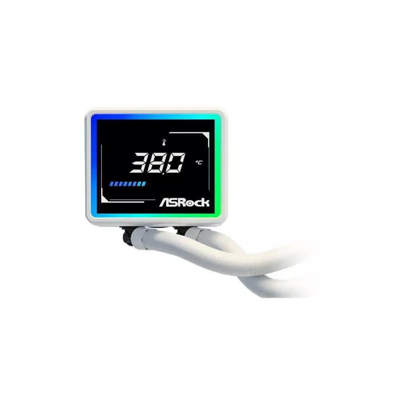 ASROCK Challenger 360 Digital ARGB White — 360 mm procesoriaus skysčio aušintuvas, skaitmeninis ARGB apšvietimas, balta apdaila