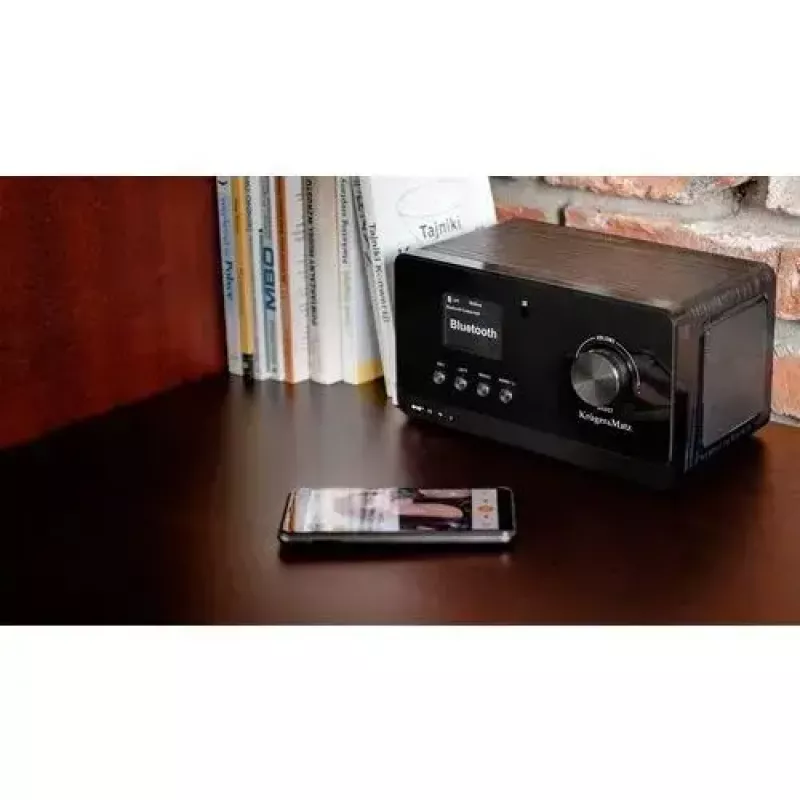 Internet radijas Krüger&Matz KM0816.1 — juodas, Bluetooth 5.2, FM, 2×7 W, 430 išankstinių stočių, nuotolinis valdymas, 3,5 mm ausinės