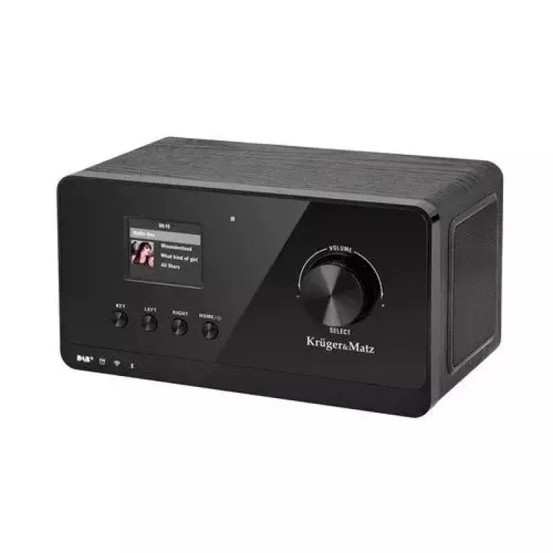 Internet radijas Krüger&Matz KM0816.1 — juodas, Bluetooth 5.2, FM, 2×7 W, 430 išankstinių stočių, nuotolinis valdymas, 3,5 mm ausinės