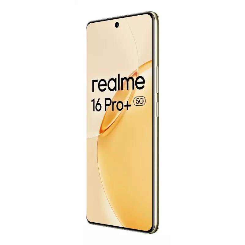 Išmanusis telefonas REALME realme 16 Pro+ — 6,8 colio (17,3 cm) 1280×2800, Snapdragon 7 Gen 4, 12 GB RAM, 512 GB, 200 MP, 7000 mAh, auksinis