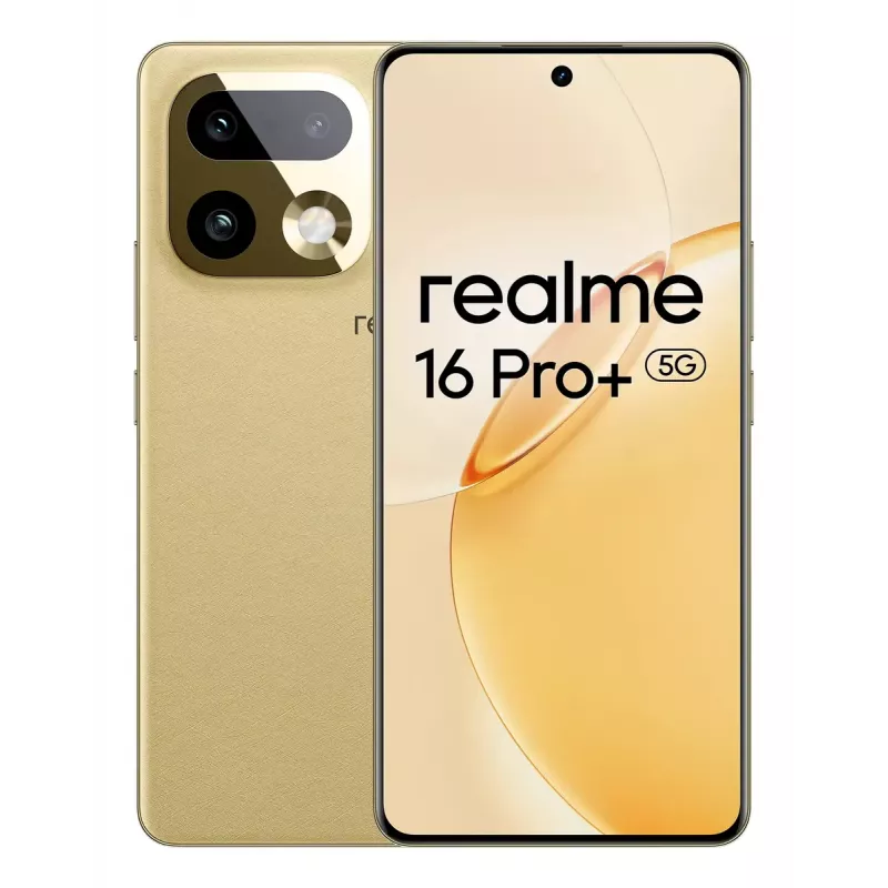 Išmanusis telefonas REALME realme 16 Pro+ — 6,8 colio (17,3 cm) 1280×2800, Snapdragon 7 Gen 4, 12 GB RAM, 512 GB, 200 MP, 7000 mAh, auksinis