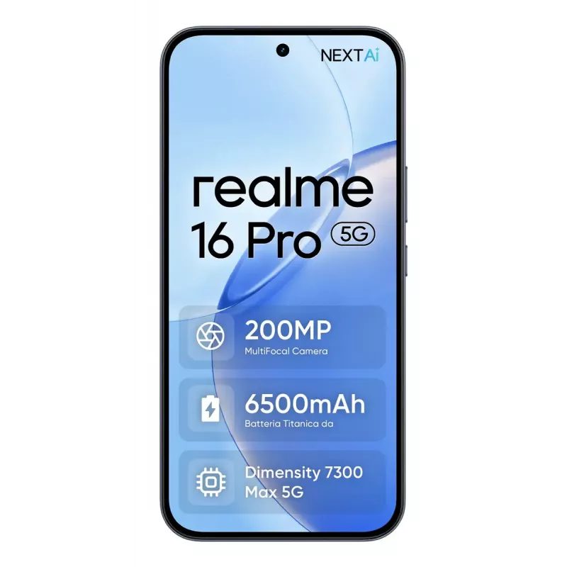 Išmanusis telefonas REALME realme 16 Pro 6,8 colio Dual SIM 5G — MediaTek Dimensity, 8 GB RAM, 512 GB, 200 MP, 6500 mAh, pilka
