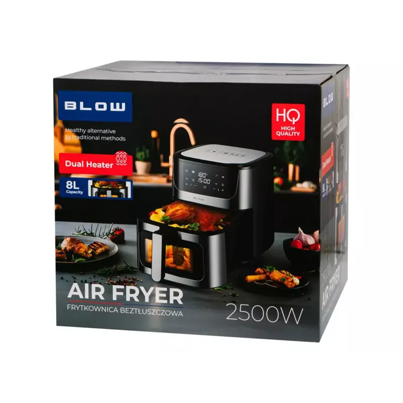 Karšto oro gruzdintuvė BLOW AIR FRYER 2500W 8L — 8 programos, maks. 200°C, LCD jutiklinis ekranas, 1,7 kg talpa