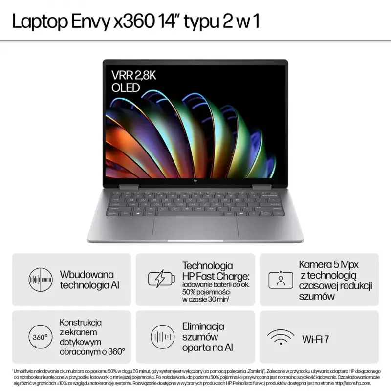 Nešiojamasis kompiuteris HP ENVY x360 14 colių Ryzen 7 8840HS 16GB 512GB Win11Home