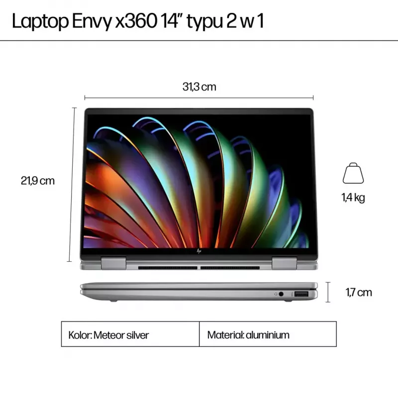 Nešiojamasis kompiuteris HP ENVY x360 14 colių Ryzen 7 8840HS 16GB 512GB Win11Home