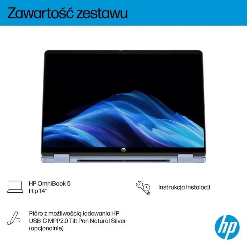 Nešiojamasis kompiuteris HP OmniBook 5 Flip 14-fp0004nw 14 colių Core 5 120U 16GB 512GB Win11Home Sky Blue