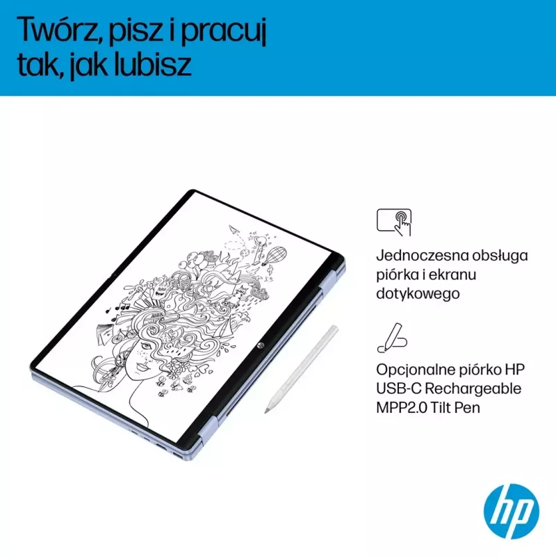 Nešiojamasis kompiuteris HP OmniBook 5 Flip 14-fp0004nw 14 colių Core 5 120U 16GB 512GB Win11Home Sky Blue