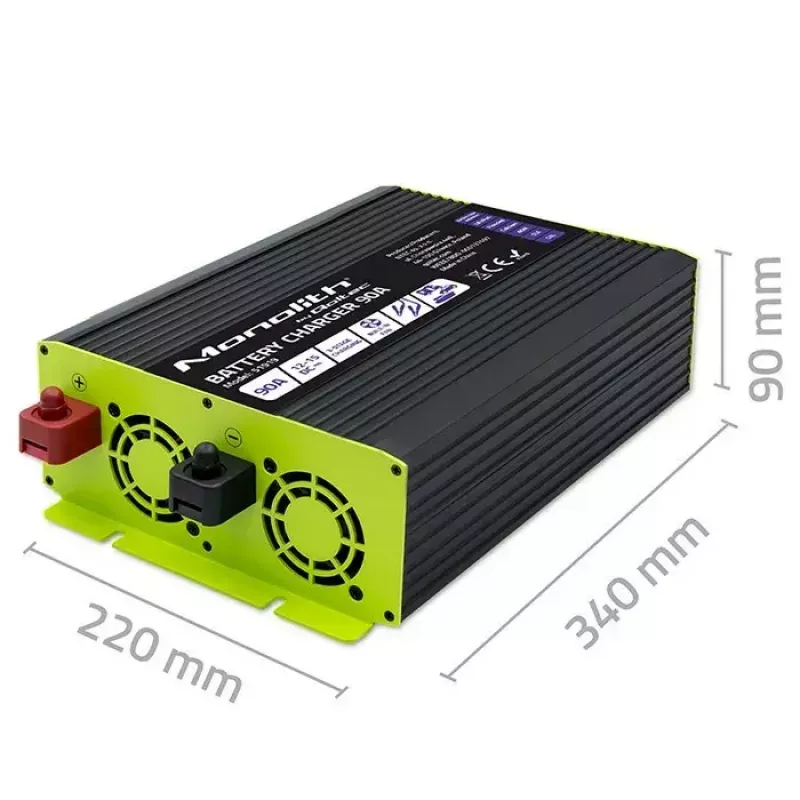 Baterijų įkroviklis QOLTEC 51919 90A 12V, skirtas LiFePO4 AGM GEL SLA