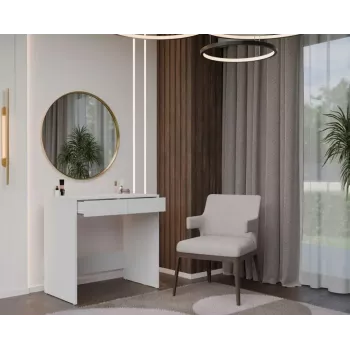 Rašomasis stalas top e shop MARINA 2S, baltas, medžio drožlių plokštė, 810×500×800 mm, 2 stalčiai, laminuotas viršus