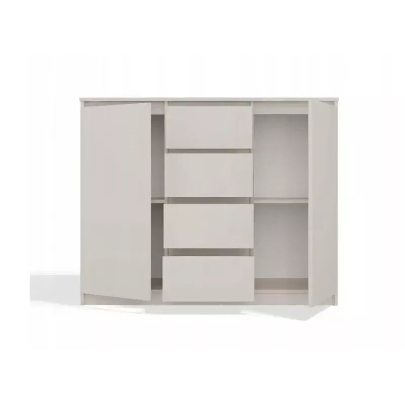 Komoda su 2 durelėmis ir 4 stalčiais TOP E SHOP M-MP-K-MAL-2D4S/120-KASZ, smėlio spalva, 120×40×97 cm, medžio drožlių plokštė