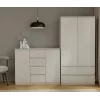 Komoda su 2 durelėmis ir 4 stalčiais TOP E SHOP M-MP-K-MAL-2D4S/120-KASZ, smėlio spalva, 120×40×97 cm, medžio drožlių plokštė