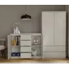 Komoda su 2 durelėmis ir 4 stalčiais TOP E SHOP M-MP-K-MAL-2D4S/120-KASZ, smėlio spalva, 120×40×97 cm, medžio drožlių plokštė