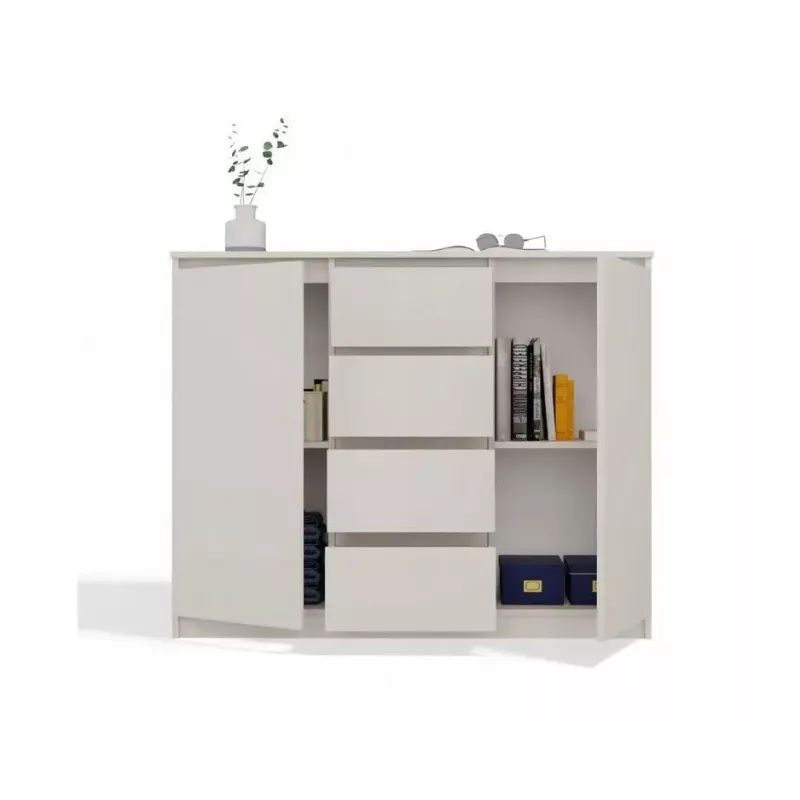 Komoda su 2 durelėmis ir 4 stalčiais TOP E SHOP M-MP-K-MAL-2D4S/120-KASZ, smėlio spalva, 120×40×97 cm, medžio drožlių plokštė
