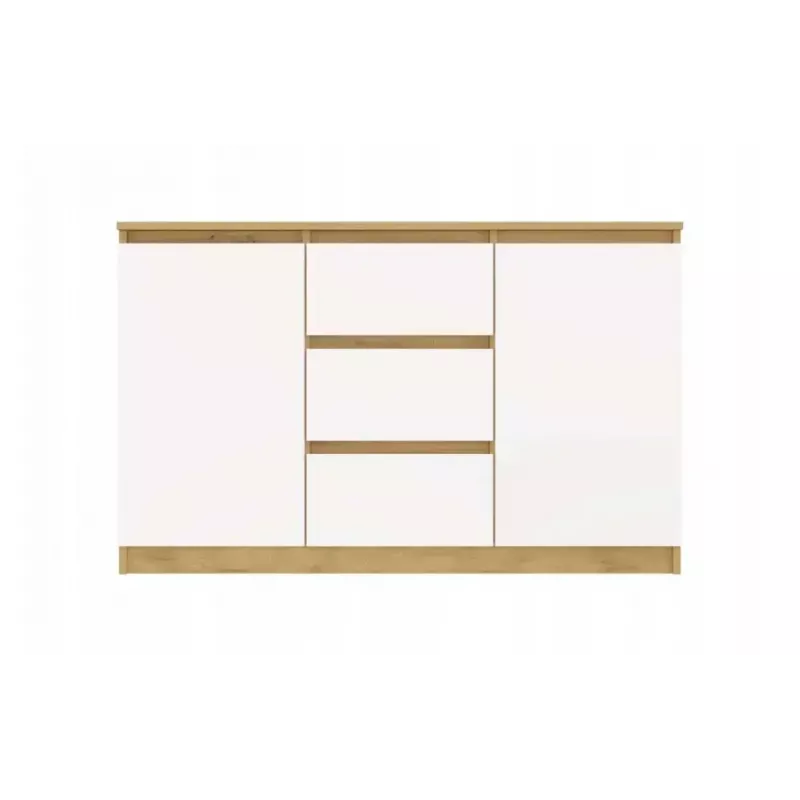 Komoda top e shop ARTISAN 2-durų 3-stalčių, 1200×400×750 mm, balta, medžio drožlių plokštė
