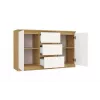 Komoda top e shop ARTISAN 2-durų 3-stalčių, 1200×400×750 mm, balta, medžio drožlių plokštė
