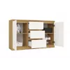 Komoda top e shop ARTISAN 2-durų 3-stalčių, 1200×400×750 mm, balta, medžio drožlių plokštė