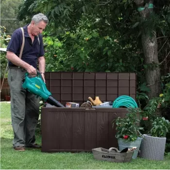 Sandėliavimo dėžė Keter Sherwood stačiakampė derva ruda 270L 1170mm