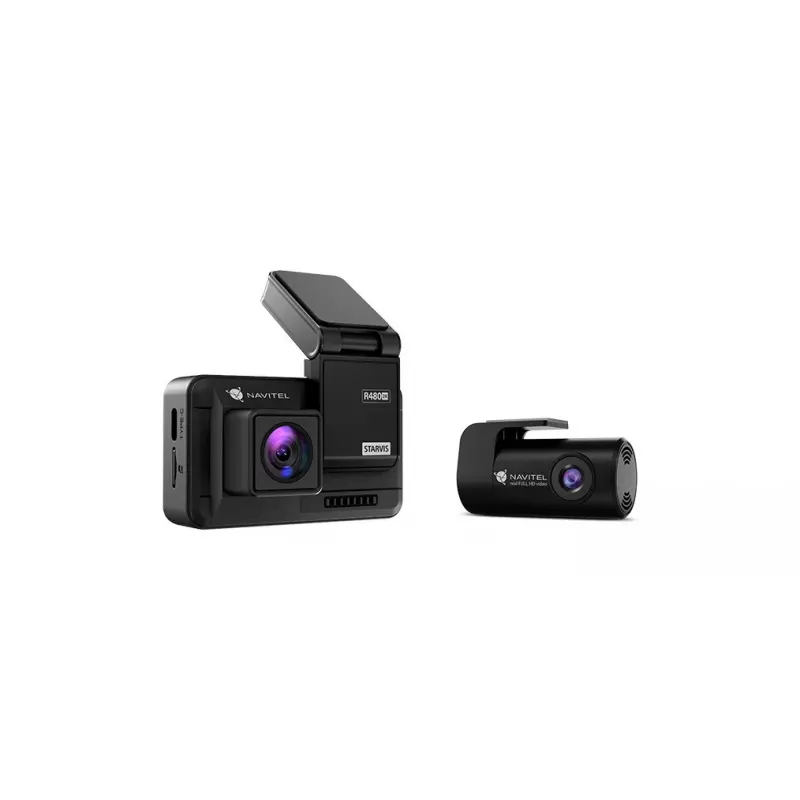Vaizdo registratorius Navitel R480 2K, dviejų kamerų, Quad HD 2560×1440, 160° platus, 2 colių IPS, MicroSD iki 256 GB, įkraunama baterija, juodas