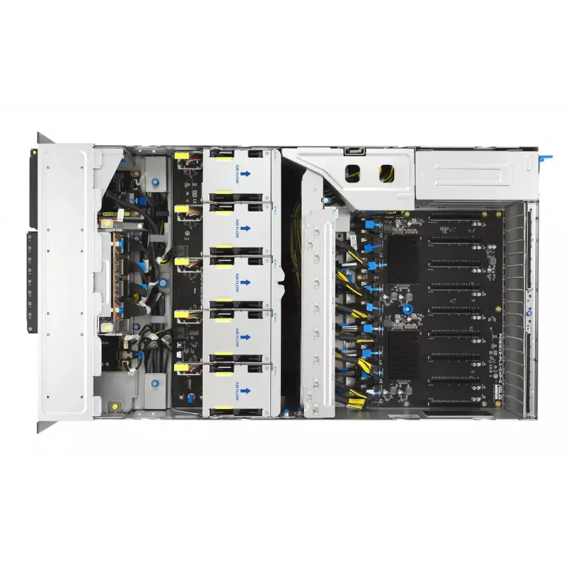 Stovo serveris ASUS ESC8000A-E13P (4U) — LGA 6096, AMD EPYC, iki 3 TB DDR5, 24 DIMM, 3200 W PSU, 10 GbE