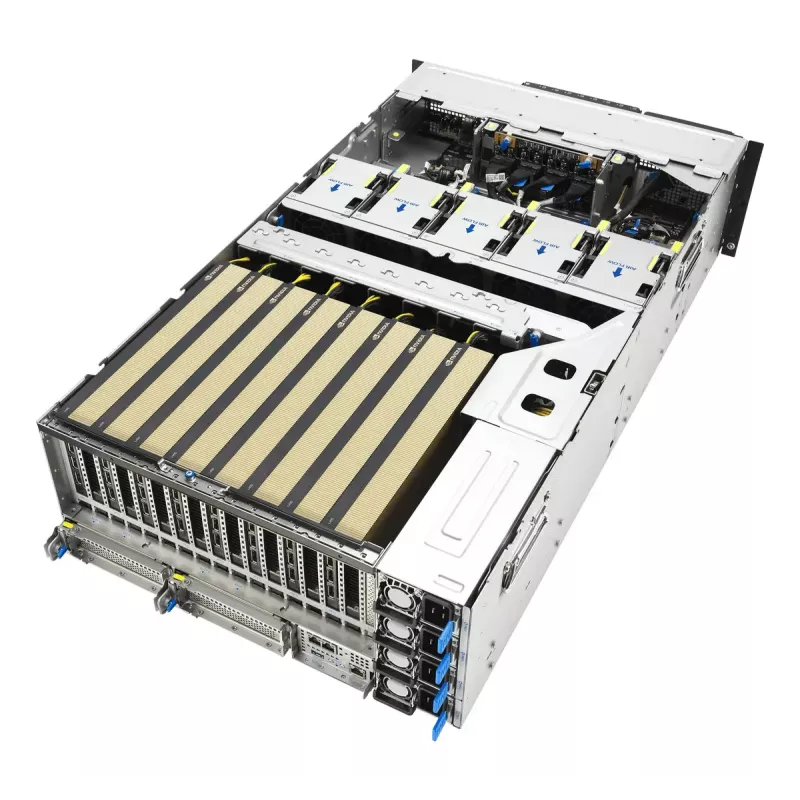 Stovo serveris ASUS ESC8000A-E13P (4U) — LGA 6096, AMD EPYC, iki 3 TB DDR5, 24 DIMM, 3200 W PSU, 10 GbE