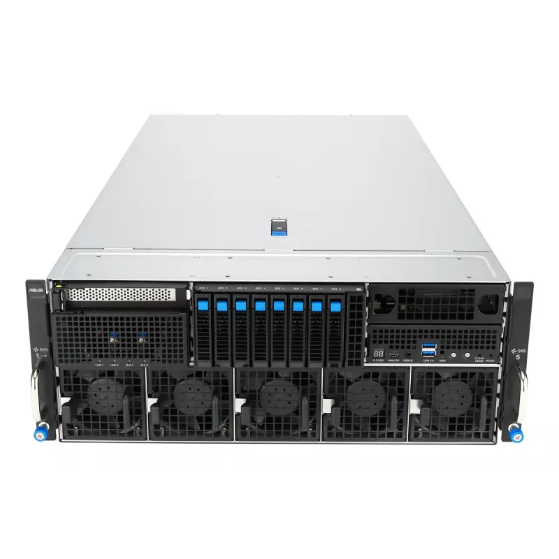 Stovo serveris ASUS ESC8000A-E13P (4U) — LGA 6096, AMD EPYC, iki 3 TB DDR5, 24 DIMM, 3200 W PSU, 10 GbE