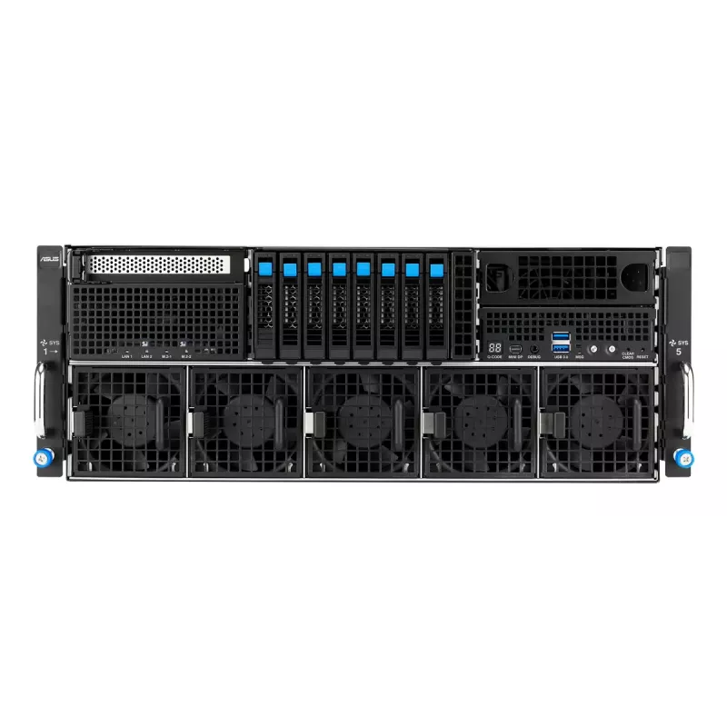 Stovo serveris ASUS ESC8000A-E13P (4U) — LGA 6096, AMD EPYC, iki 3 TB DDR5, 24 DIMM, 3200 W PSU, 10 GbE