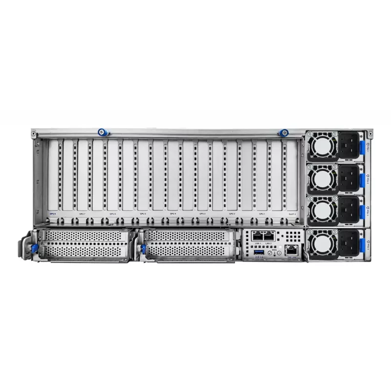 Stovo serveris ASUS ESC8000A-E13P (4U) — LGA 6096, AMD EPYC, iki 3 TB DDR5, 24 DIMM, 3200 W PSU, 10 GbE