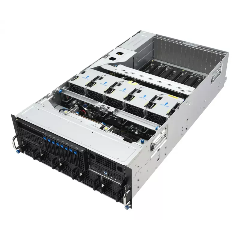Stovo serveris ASUS ESC8000A-E13P (4U) — LGA 6096, AMD EPYC, iki 3 TB DDR5, 24 DIMM, 3200 W PSU, 10 GbE