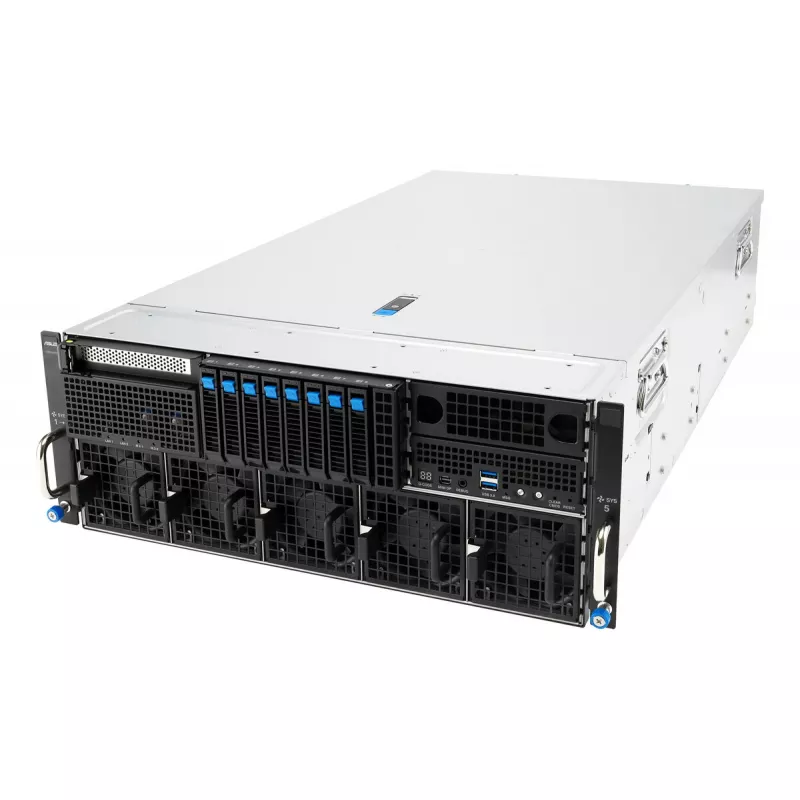 Stovo serveris ASUS ESC8000A-E13P (4U) — LGA 6096, AMD EPYC, iki 3 TB DDR5, 24 DIMM, 3200 W PSU, 10 GbE