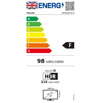 Philips 65PML9019 165,1 cm (65 colių) 4K Ultra HD išmanusis televizorius Wi-Fi pilka