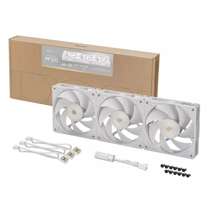 ASUS ProArt PF120 Ventiliatorius PWM Baltas 3in1 Kompiuterio korpusas 12 cm 3 vnt.