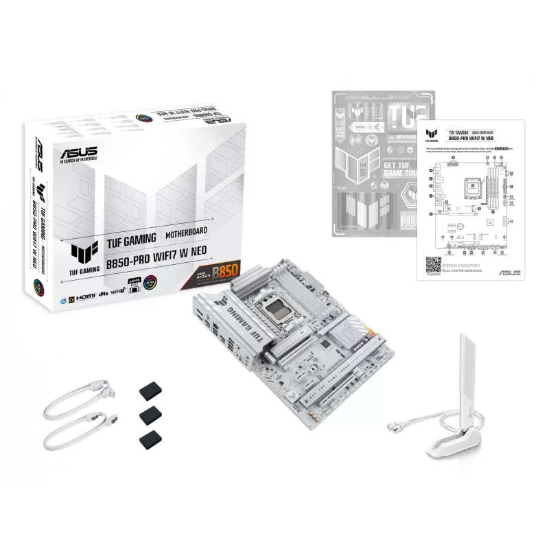 Pagrindinė plokštė ASUS TUF GAMING B850‑PRO WIFI7 W NEO — AMD B850, Socket AM5, ATX, DDR5, Wi‑Fi 7, 2.5GbE