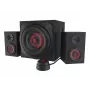 Garsiakalbių rinkinys GENESIS Helium 610BT 2.1, 60 W RMS, Bluetooth, laidinis, raudona/juoda, kompaktiškas žemų dažnių garsiakalbis