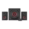 Garsiakalbių rinkinys GENESIS Helium 610BT 2.1, 60 W RMS, Bluetooth, laidinis, raudona/juoda, kompaktiškas žemų dažnių garsiakalbis