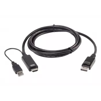 ATEN True 4K 1,8 m HDMI į DisplayPort kabelis, 1,8 m, HDMI + USB, DisplayPort, kištukas, kištukas, tiesus