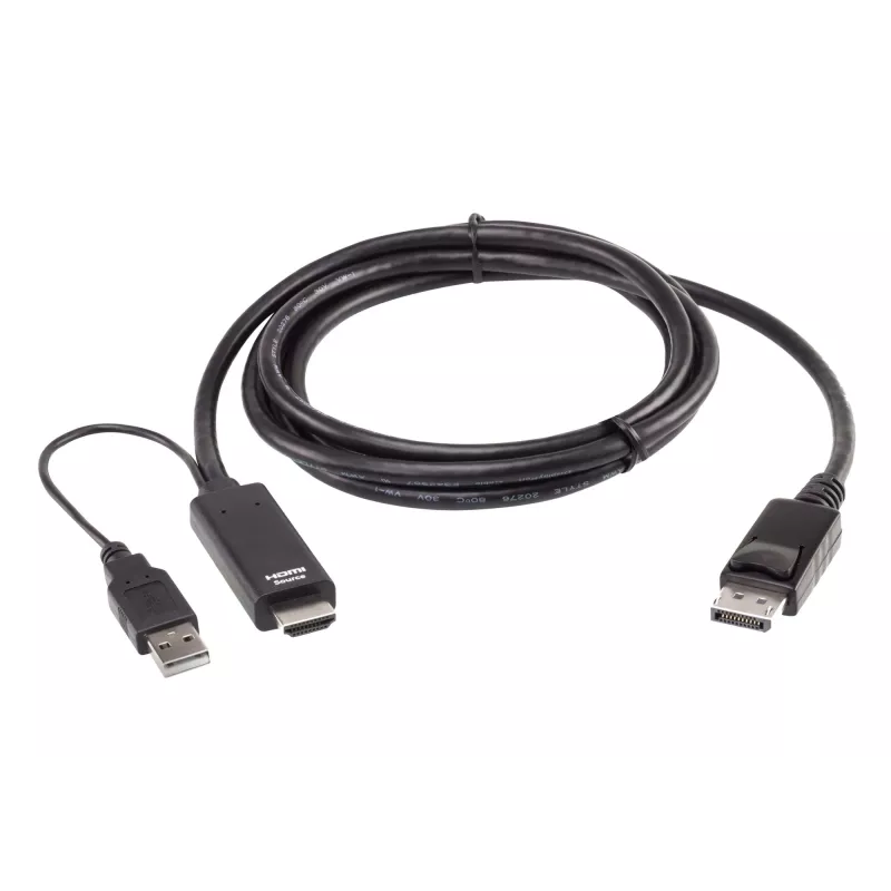 ATEN True 4K 1,8 m HDMI į DisplayPort kabelis, 1,8 m, HDMI + USB, DisplayPort, kištukas, kištukas, tiesus