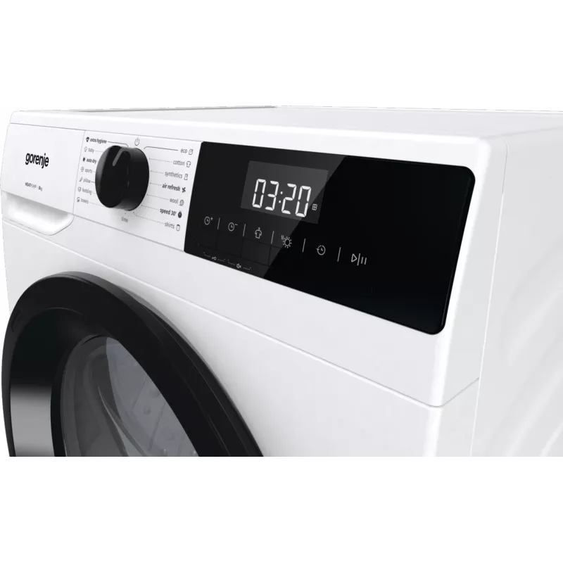 Gorenje Torktumlare DHNE82 BK040, atskirai stovintis, priekinio įkrovimo, šilumos siurblys, baltas, mygtukai, sukamoji rankenėlė, dešinė