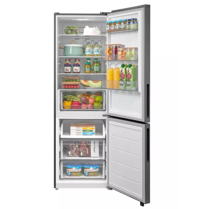 Laisvai stovintis kombinuotas šaldytuvas Midea MDRB548MME46, 401 l — No Frost, 271 l šaldytuvas / 130 l šaldiklis, 186 cm, 35 dB, energijos klasė E, pilka