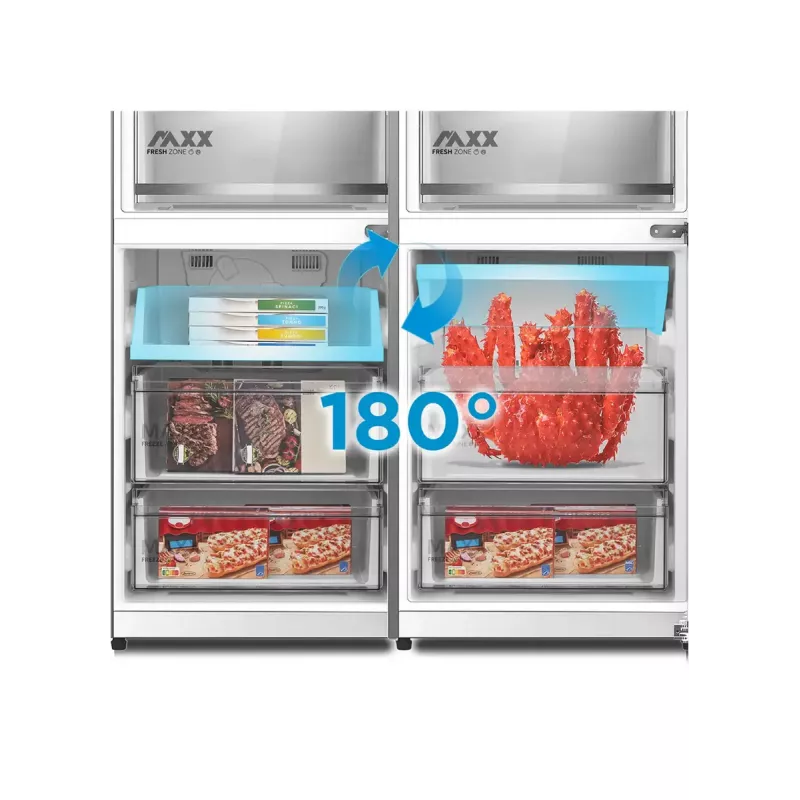 Laisvai stovintis kombinuotas šaldytuvas Midea MDRB548MME46, 401 l — No Frost, 271 l šaldytuvas / 130 l šaldiklis, 186 cm, 35 dB, energijos klasė E, pilka