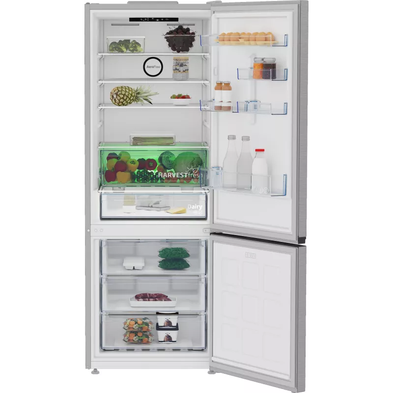 Beko B3RCNE564HXB šaldytuvas-šaldiklis laisvai pastatomas 490 l sidabrinis