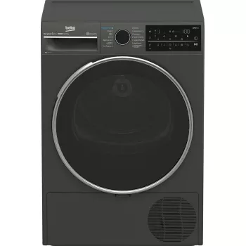 Skalbinių džiovyklė BEKO B5T89243M — atskirai stovinti, priekinio pakrovimo, šilumos siurblys, 9 kg, juoda, 598×672×846 mm