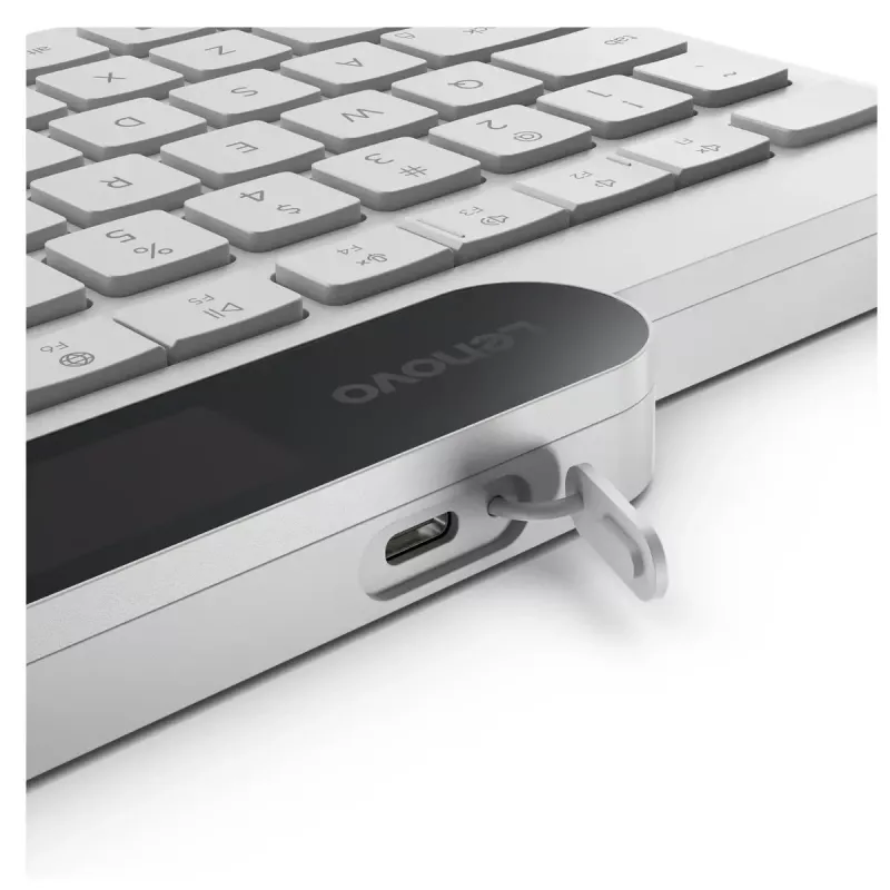 Belaidė Bluetooth klaviatūra Lenovo 800 — JAV anglų kalbos išdėstymas, savaime įsikraunanti, balta