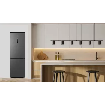 Šaldytuvas TCL RP340BSD1 — laisvai stovintis kombinuotas, 185 cm, No Frost, šaldytuvas 223 L, šaldiklis 117 L, ekranas, 35 dB, energijos klasė D, pilka