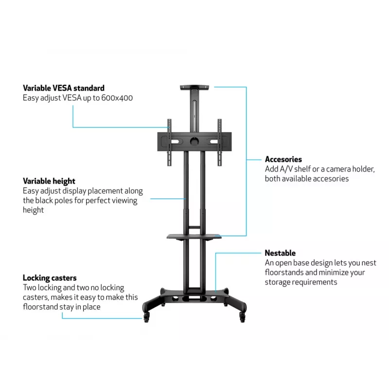 Multibrackets M Public Floorstand Basic 150 su lentyna ir kameros laikikliu