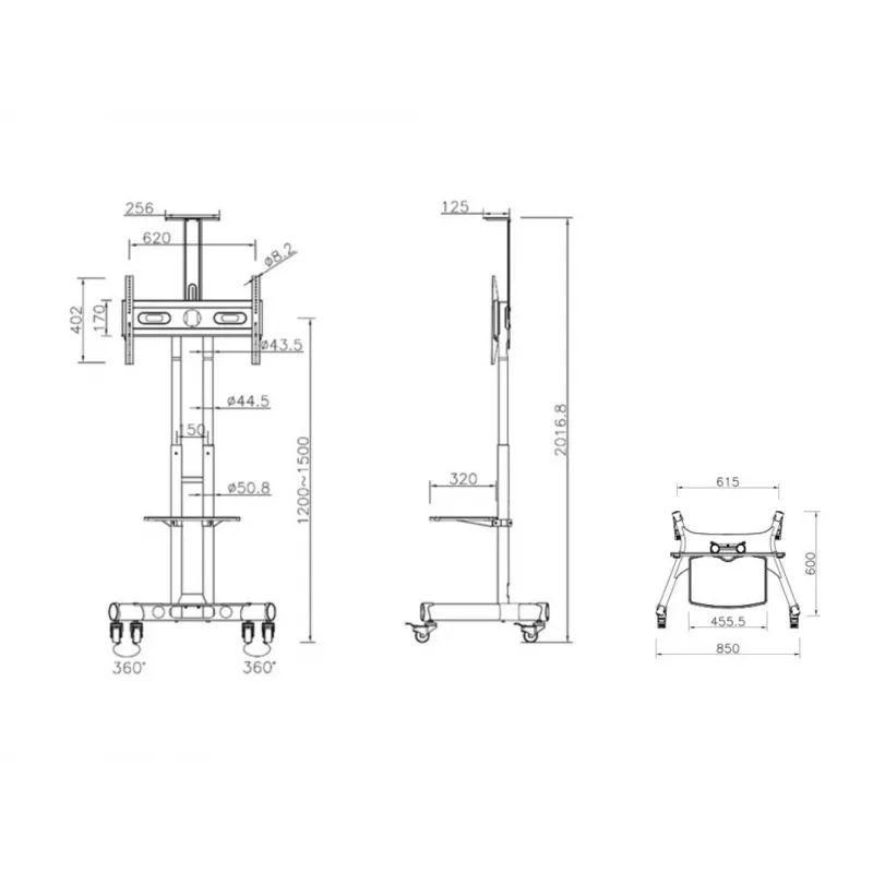 Multibrackets M Public Floorstand Basic 150 su lentyna ir kameros laikikliu