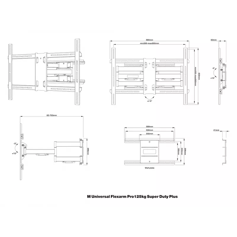 Multibrackets M Universal Flexarm Pro 125kg Super Duty Plus